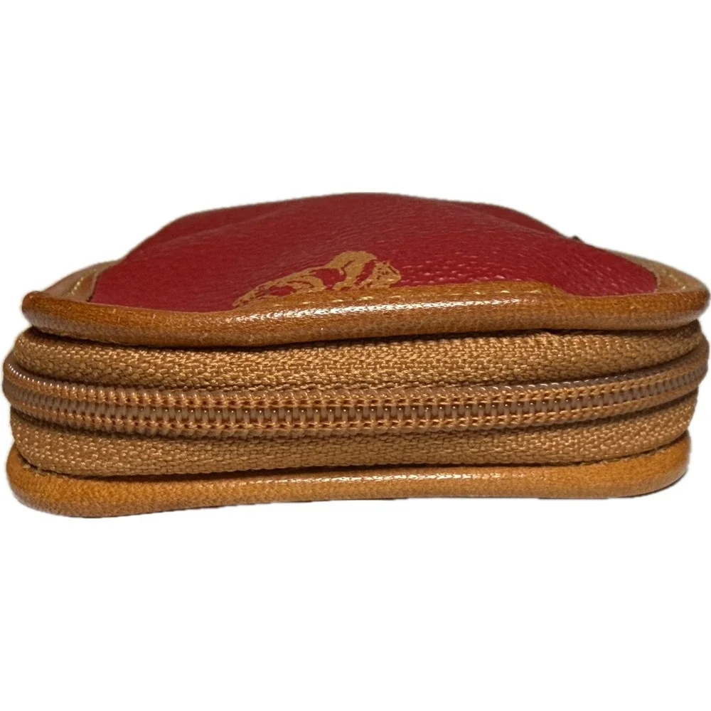 Vtg 90s La Espuela Red Leather Equestrian Coin Pouch Made‎ in Spain Small